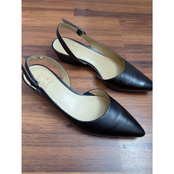 Naturalizer Black Leather Slingback Pointed Toe Low Heel Pumps- Size 7.5 - Picture 4 of 9
